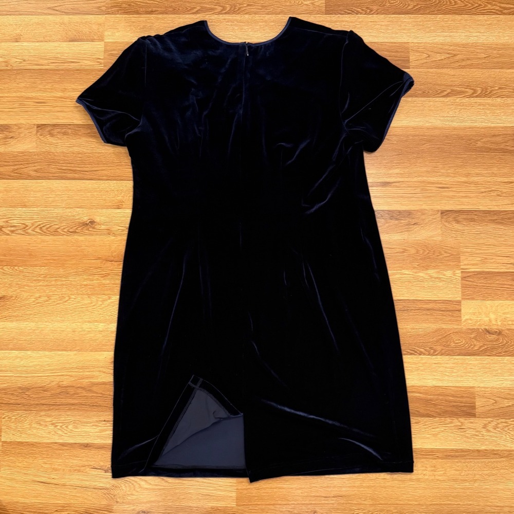 Vintage 90s Black Velvet Evening Gown Women's Petite Plus 18 John Roberts  Dress - Picture 4 of 6